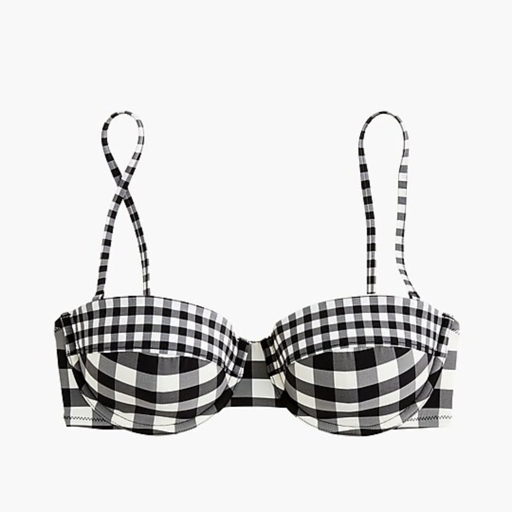 J Crew Underwire bikini top mixed gingham 36C